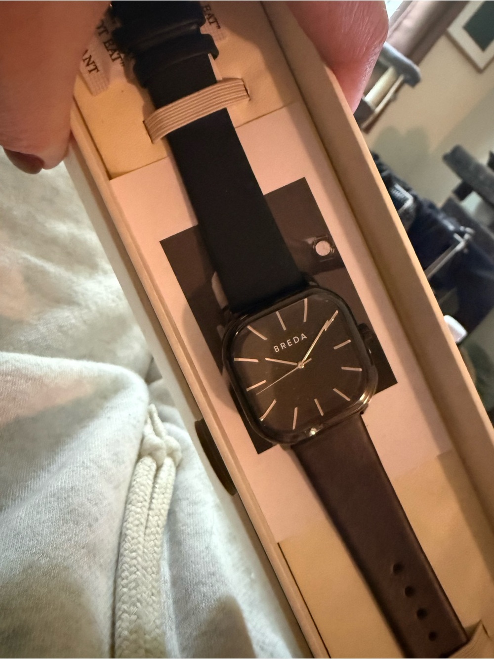 BREDA Black Minimalist Square Watch